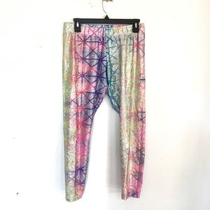 Revolver Pink Metallic Rave Leggings Size L